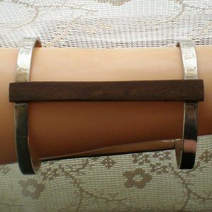 Designer PILAR OLAVERRI Sterling Silver Mahagony Extra Wide Open Cuff Bracelet